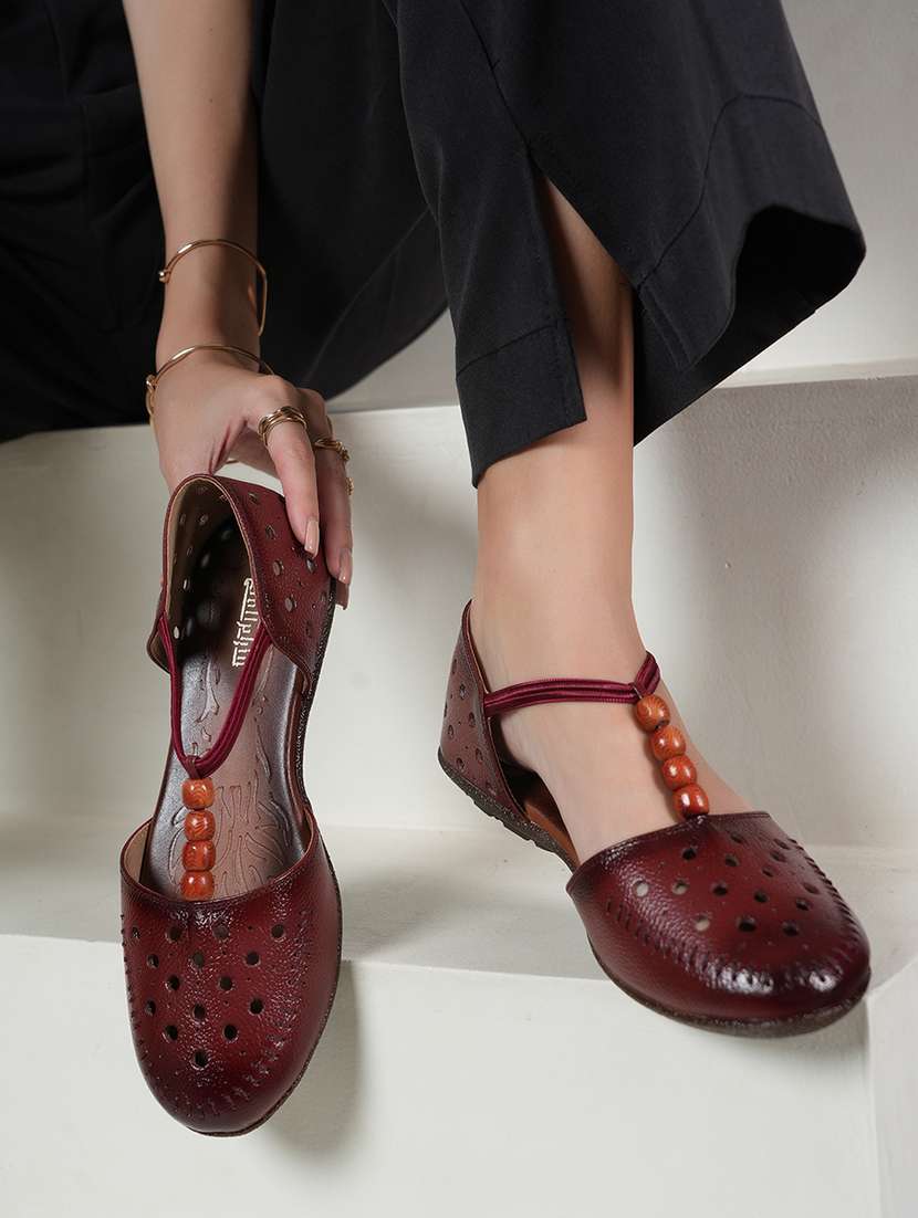 women maroon slip on sandal - 22084650 - Standard Image - 1