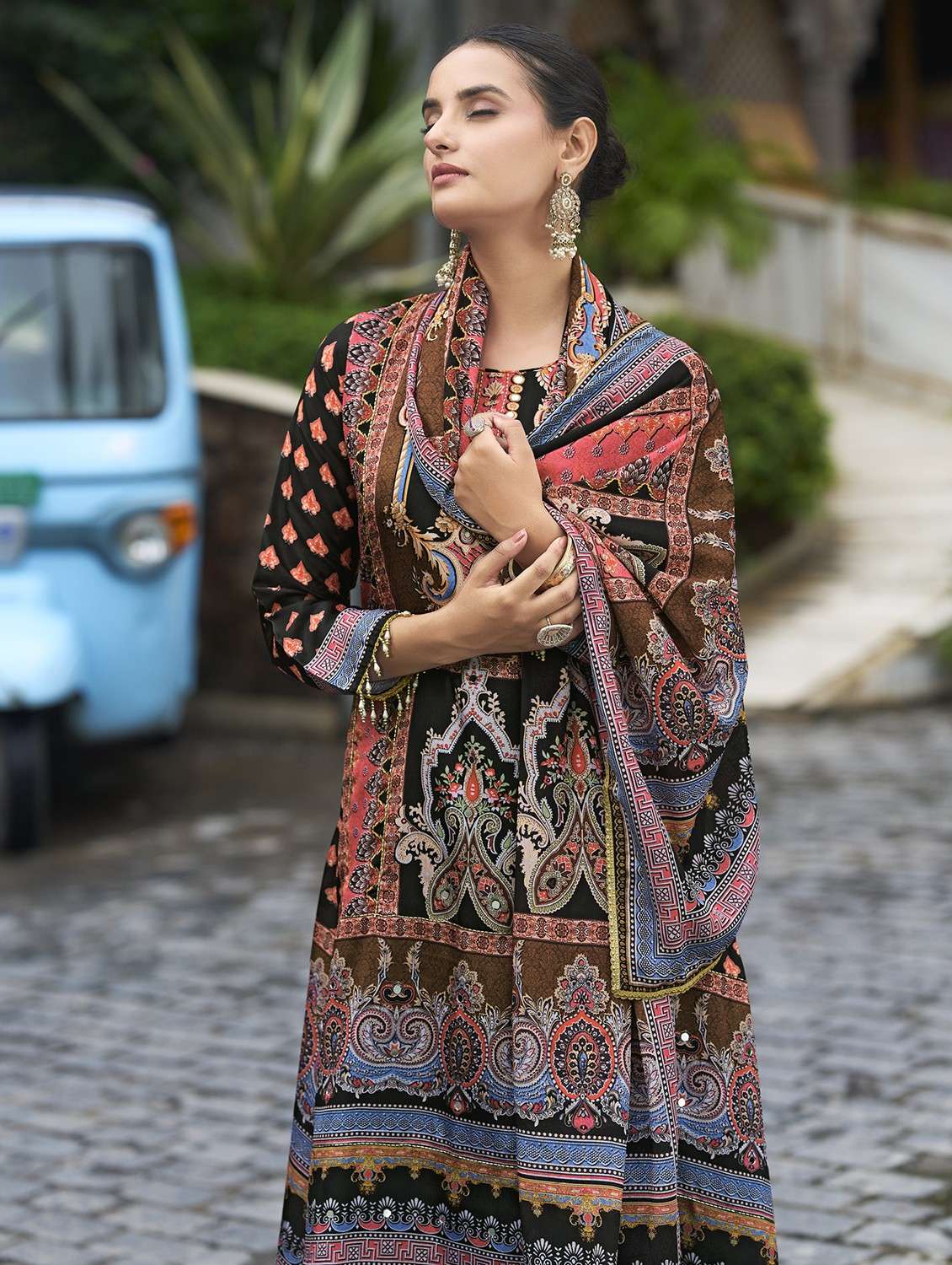 multi colored chiffon suit  set - 22084653 -  Standard Image - 4