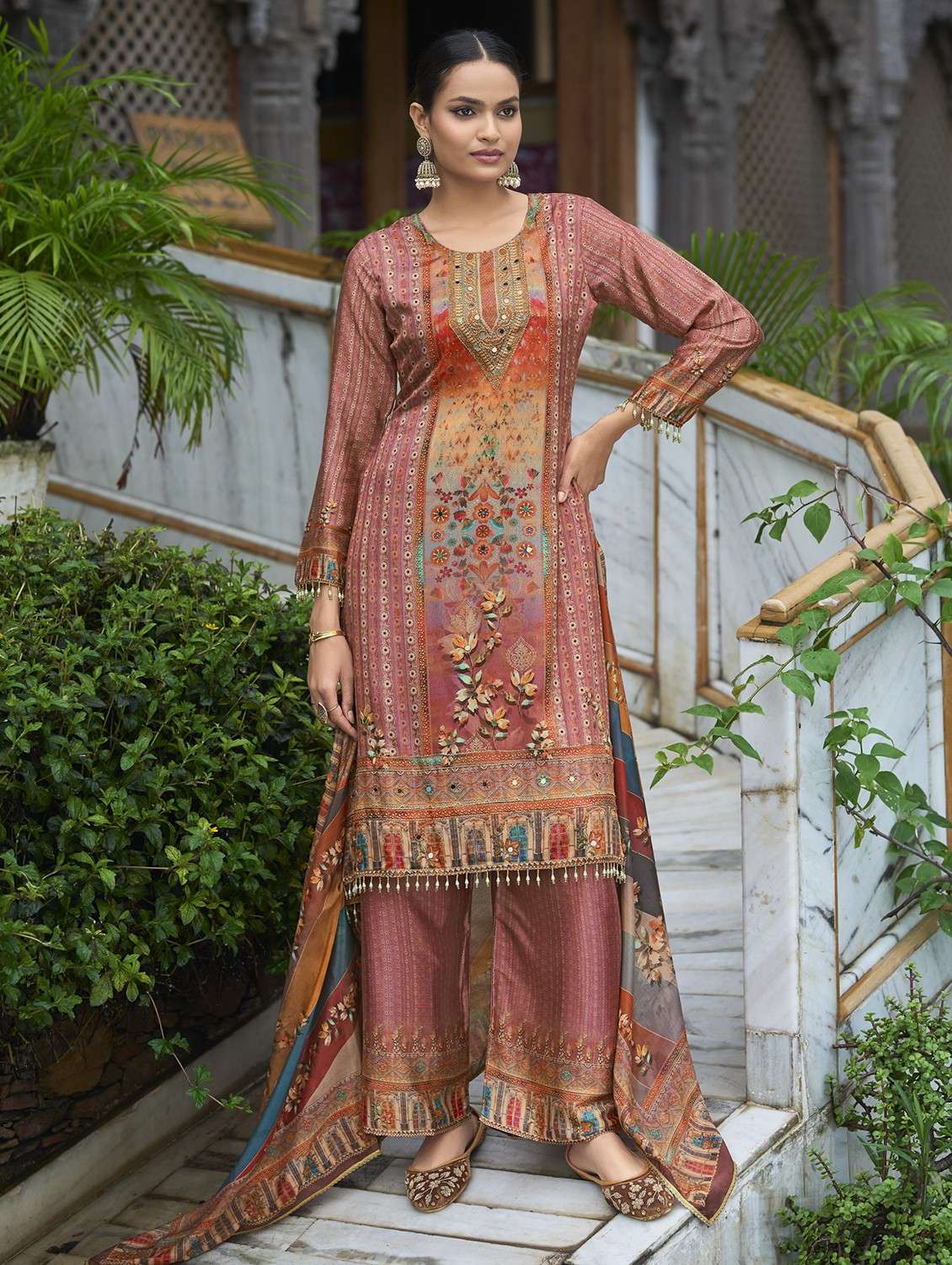 mauve chiffon suit  set - 22084654 -  Standard Image - 1