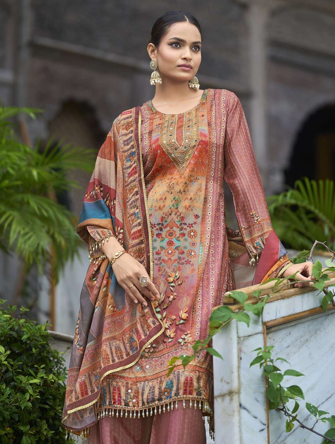 mauve chiffon suit  set - 22084654 -  Standard Image - 4