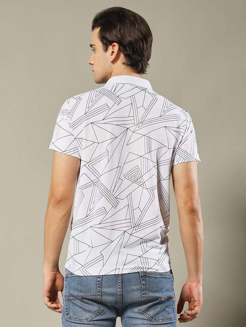 men geometric printed short sleeve regular fit polo t-shirt - 22084721 -  Standard Image - 1