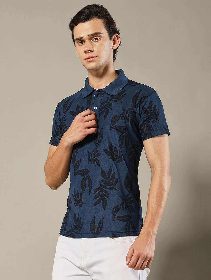 men printed short sleeve regular fit polo t-shirt