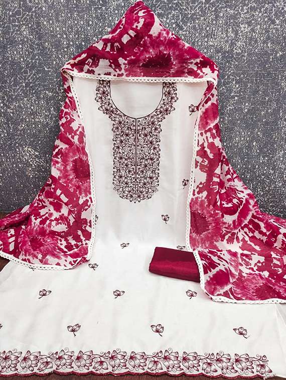 women solid with work unstitched suit set - 22084767 -  Standard Image - 1