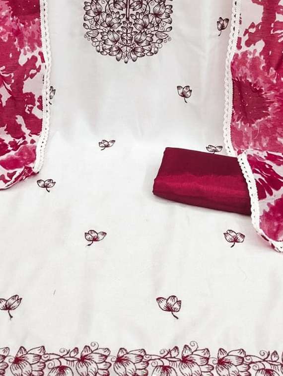 women solid with work unstitched suit set - 22084767 -  Standard Image - 4