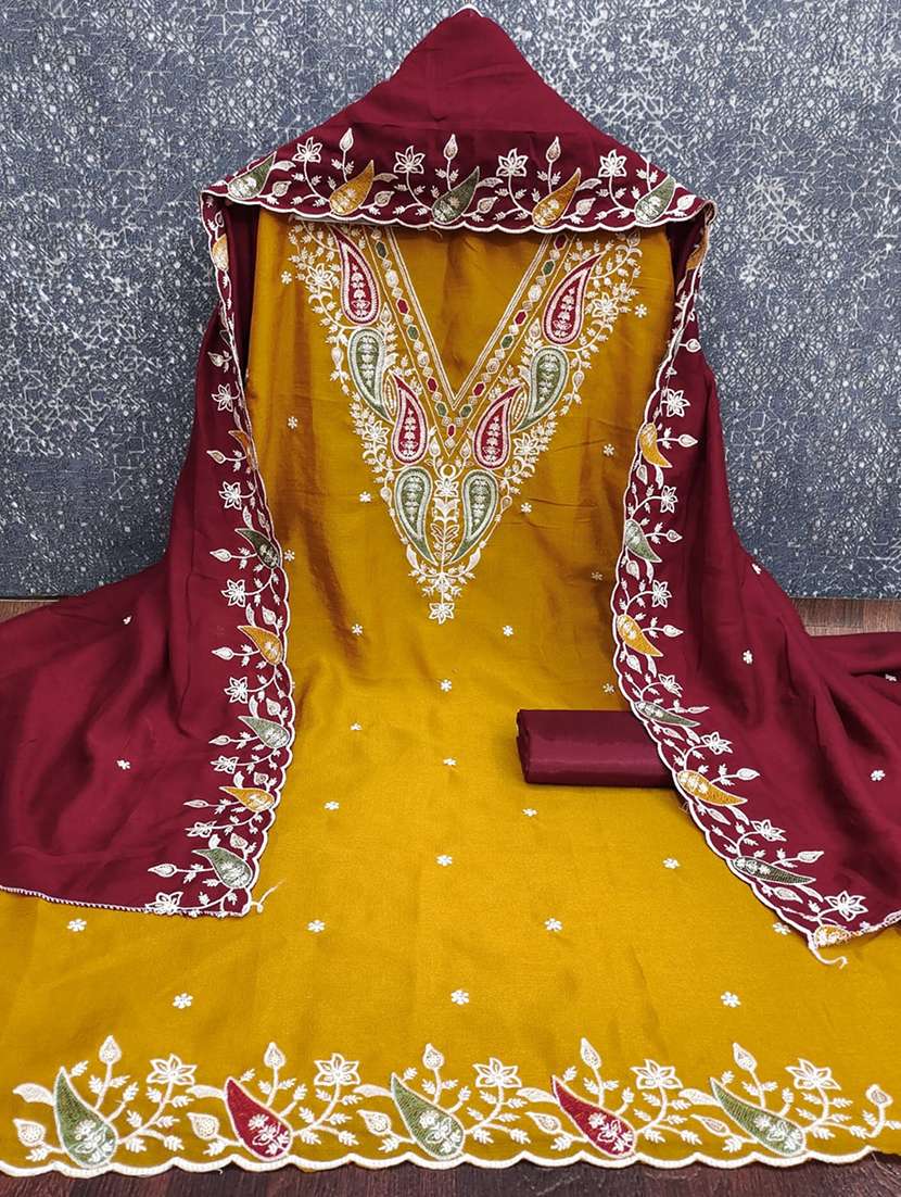 women solid with work unstitched suit set - 22084771 -  Standard Image - 1