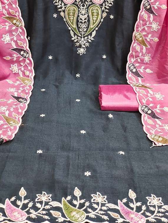women solid with work unstitched suit set - 22084773 - Standard Image - 4