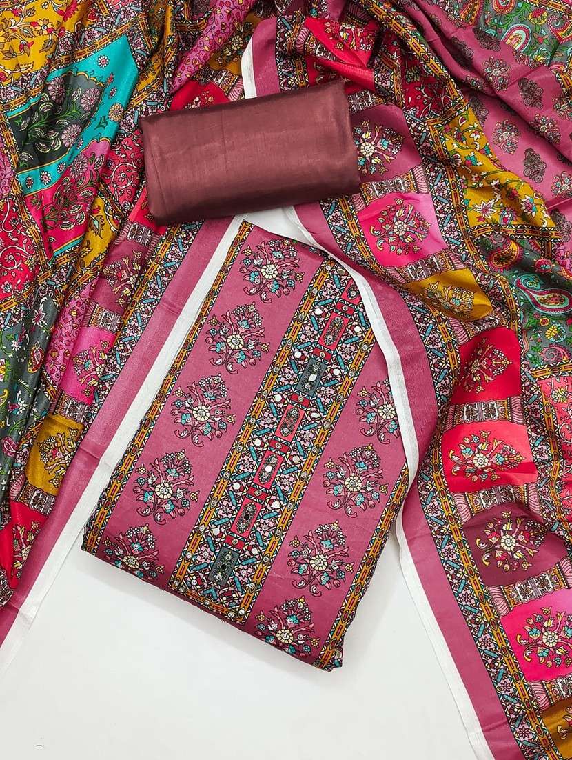 women printed embroidered unstitched suit set - 22084787 -  Standard Image - 1