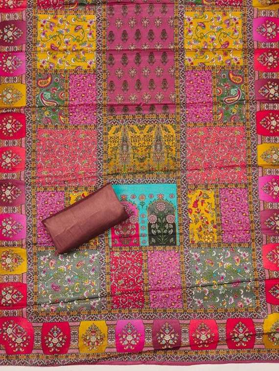 women printed embroidered unstitched suit set - 22084787 -  Standard Image - 4