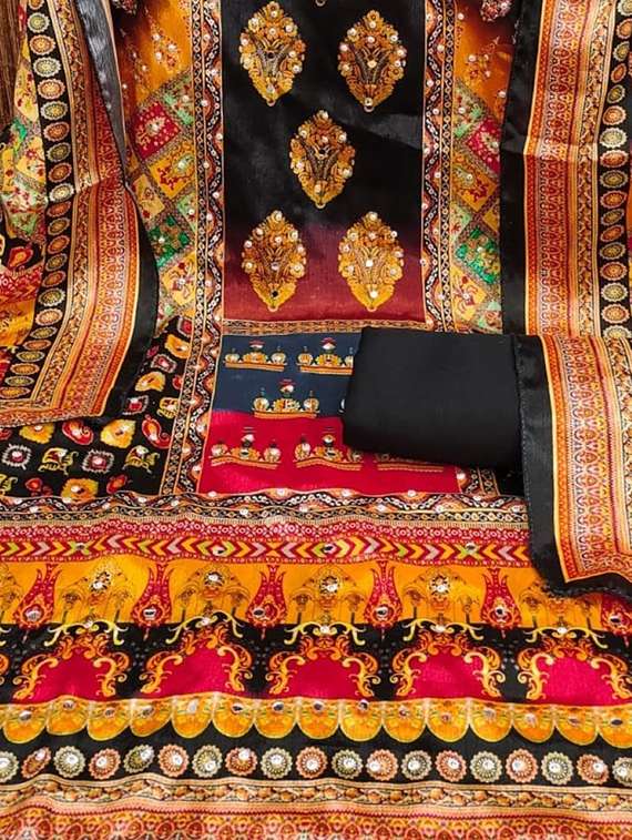 women printed embroidered unstitched suit set - 22084794 -  Standard Image - 4