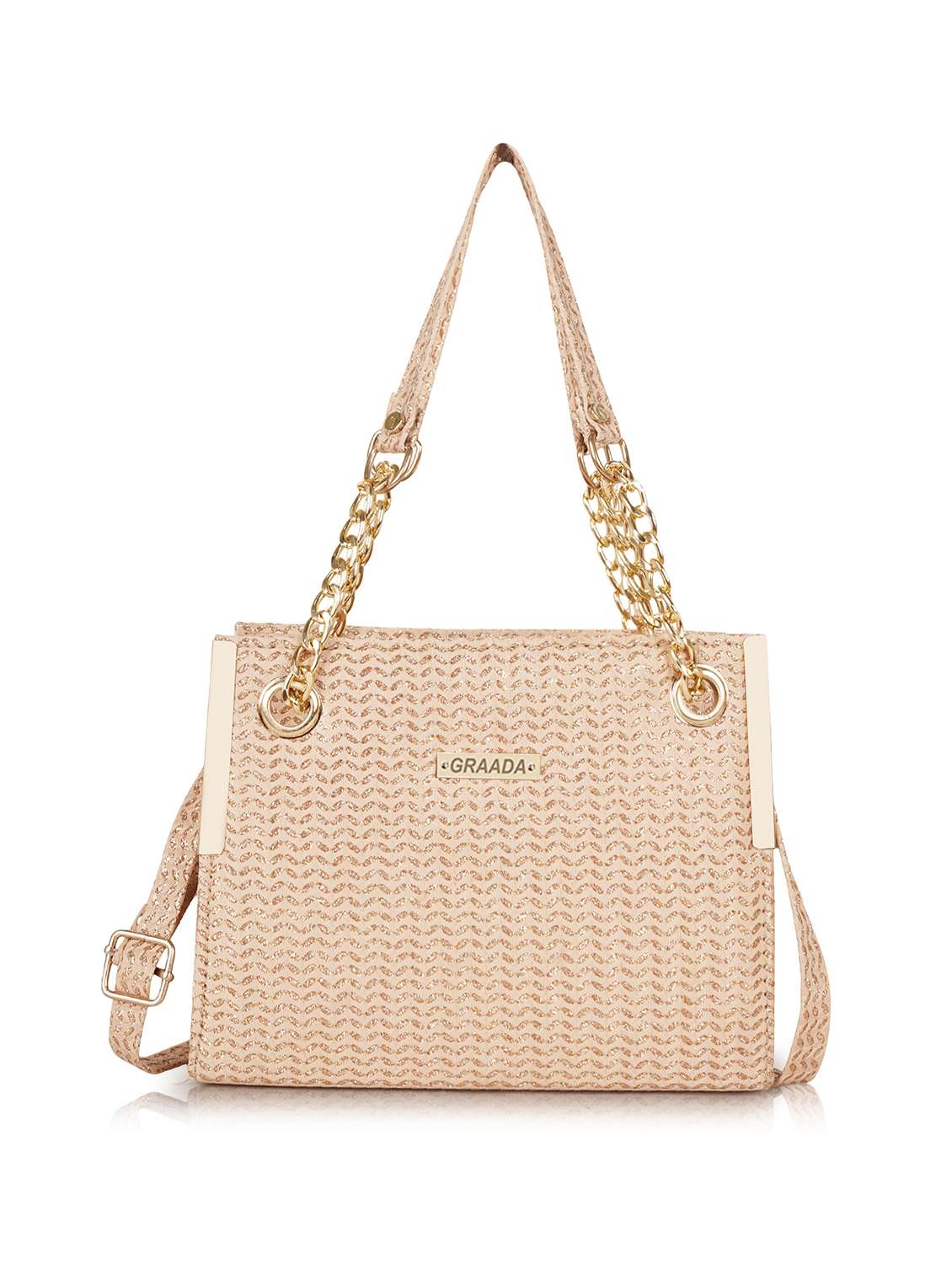quilted gold polyester party handbag