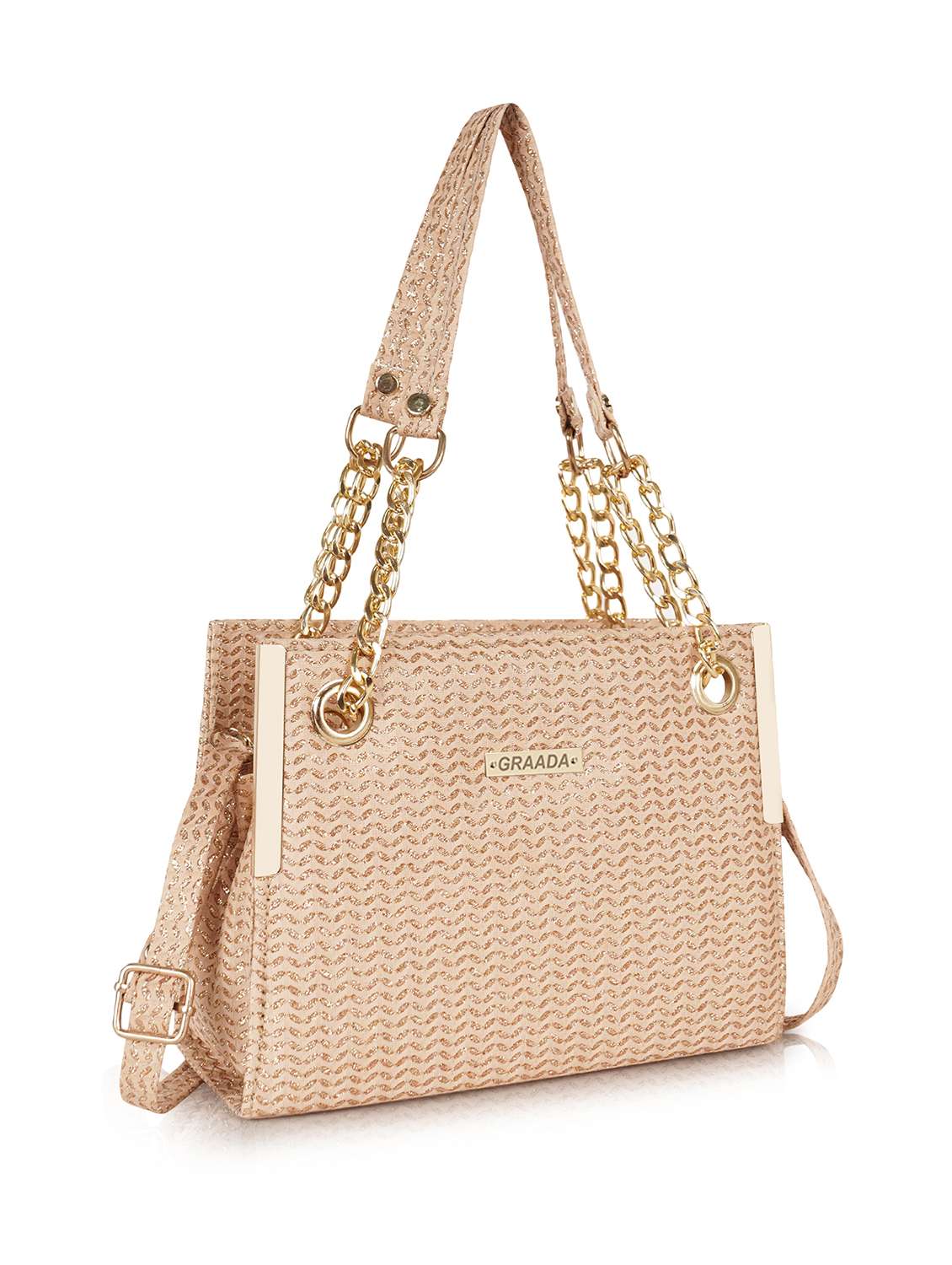 quilted gold polyester party handbag - 22084801 - Standard Image - 4