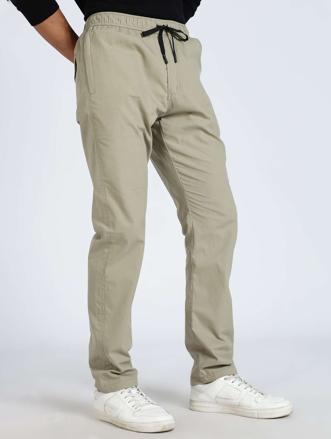 men solid mid rise chinos casual trouser - 22084859 -  Standard Image - 1