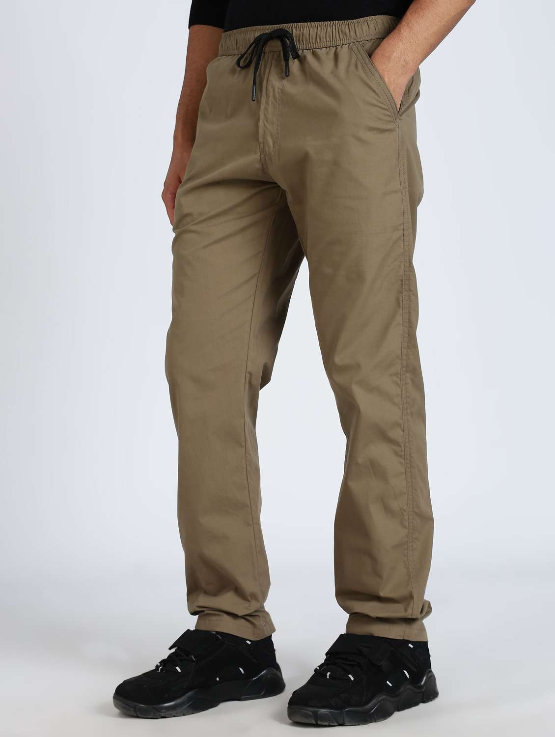men solid mid rise chinos casual trouser - 22084865 -  Standard Image - 1