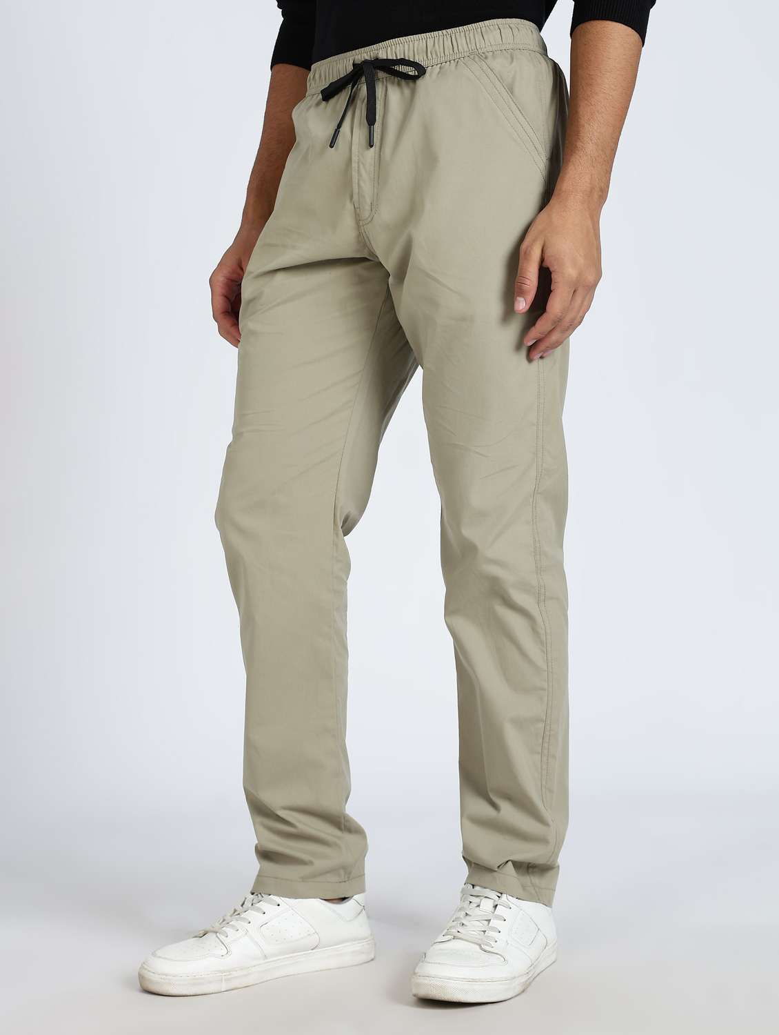 men solid mid rise chinos casual trouser - 22084868 -  Standard Image - 1