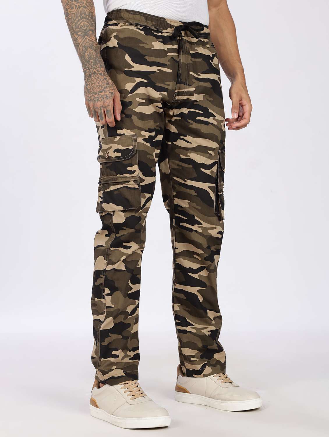 men camouflage mid rise chinos casual trouser - 22085072 -  Standard Image - 1