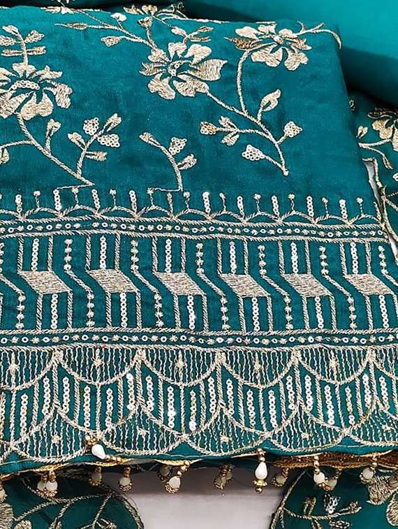 women solid with work unstitched suit set - 22085125 -  Standard Image - 4