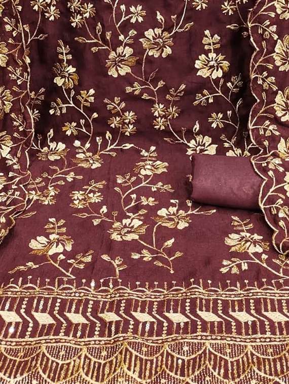 women solid with work unstitched suit set - 22085126 -  Standard Image - 4