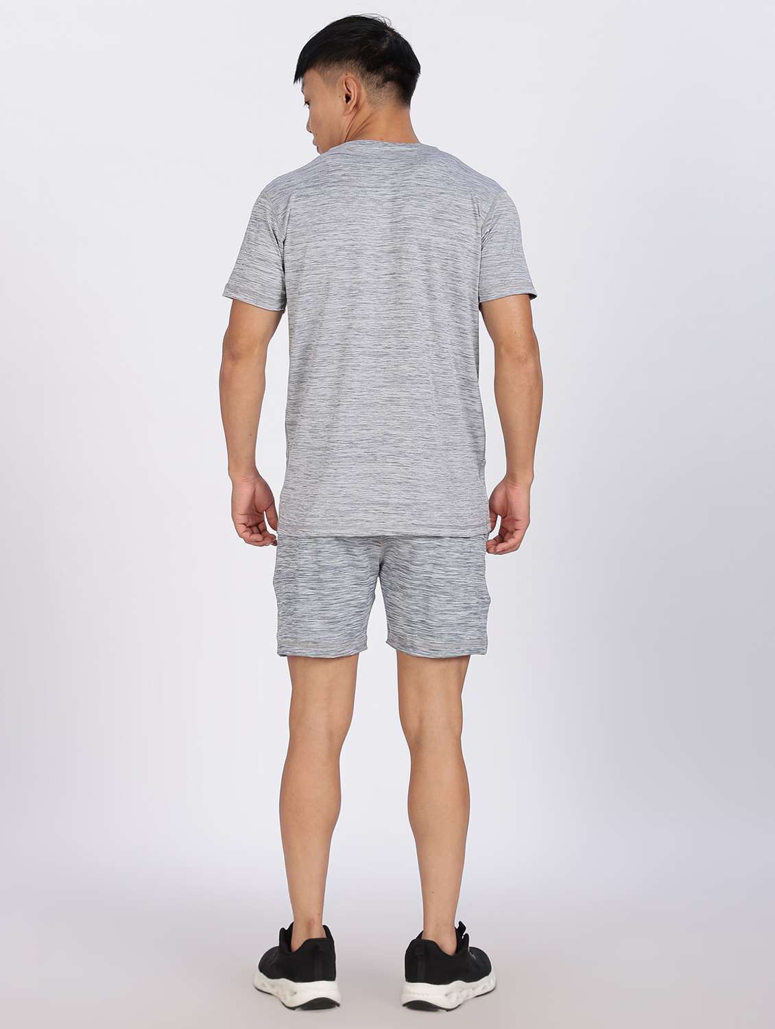 men melange t-shirt & shorts co-ord set - 22085144 -  Standard Image - 1