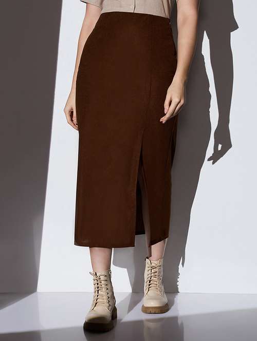 women solid high rise straight skirt - 22085166 - Standard Image - 0
