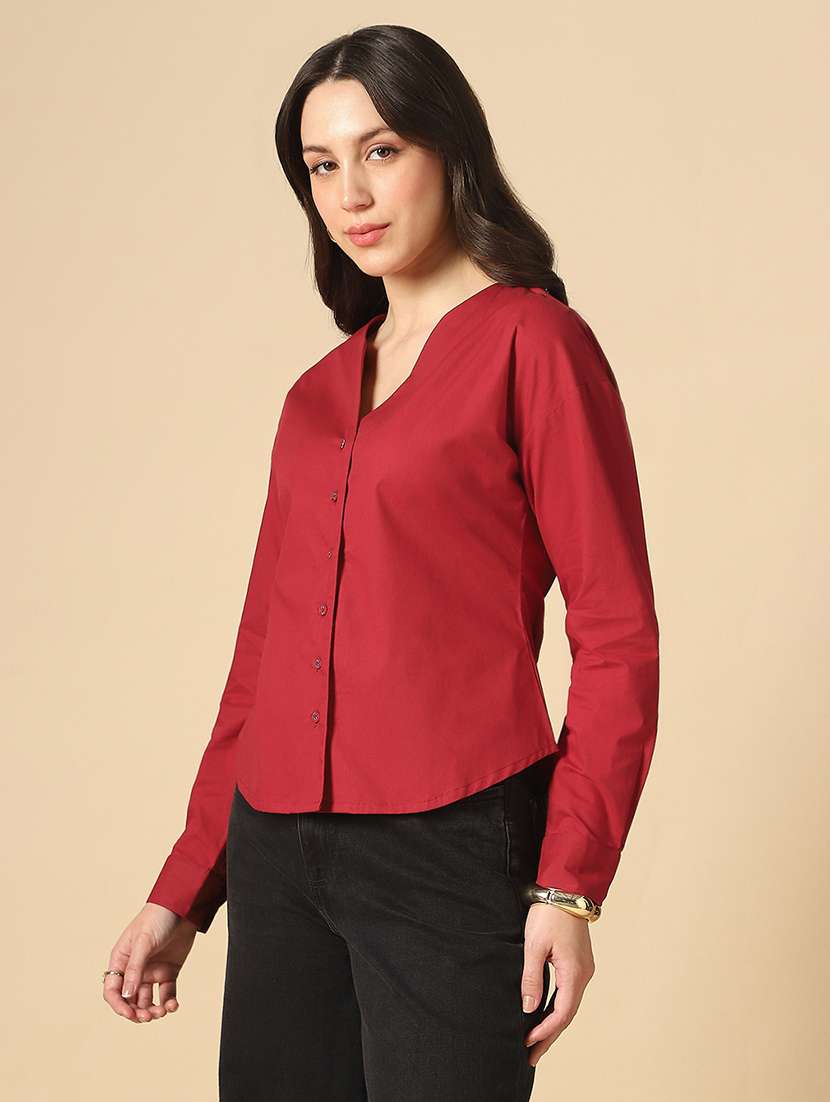 women solid long sleeve regular shirt - 22085220 -  Standard Image - 1