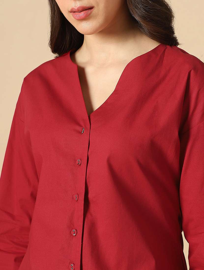 women solid long sleeve regular shirt - 22085220 - Standard Image - 4