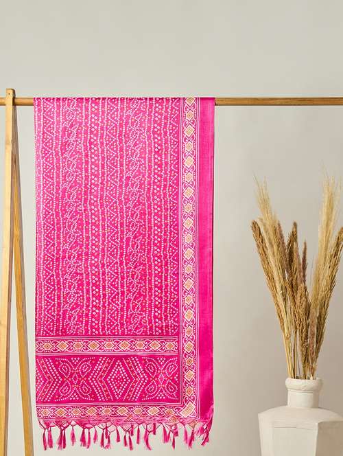 pink silk bandhani print dupatta festive wear - 22085226 - Standard Image - 0