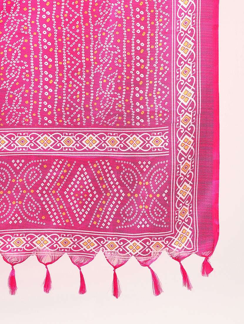 pink silk bandhani print dupatta festive wear - 22085226 - Standard Image - 1