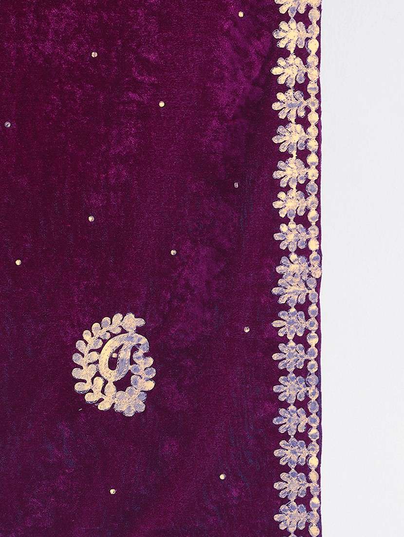 velvet paisley embroidered festive wear dupatta - 22085229 -  Standard Image - 1