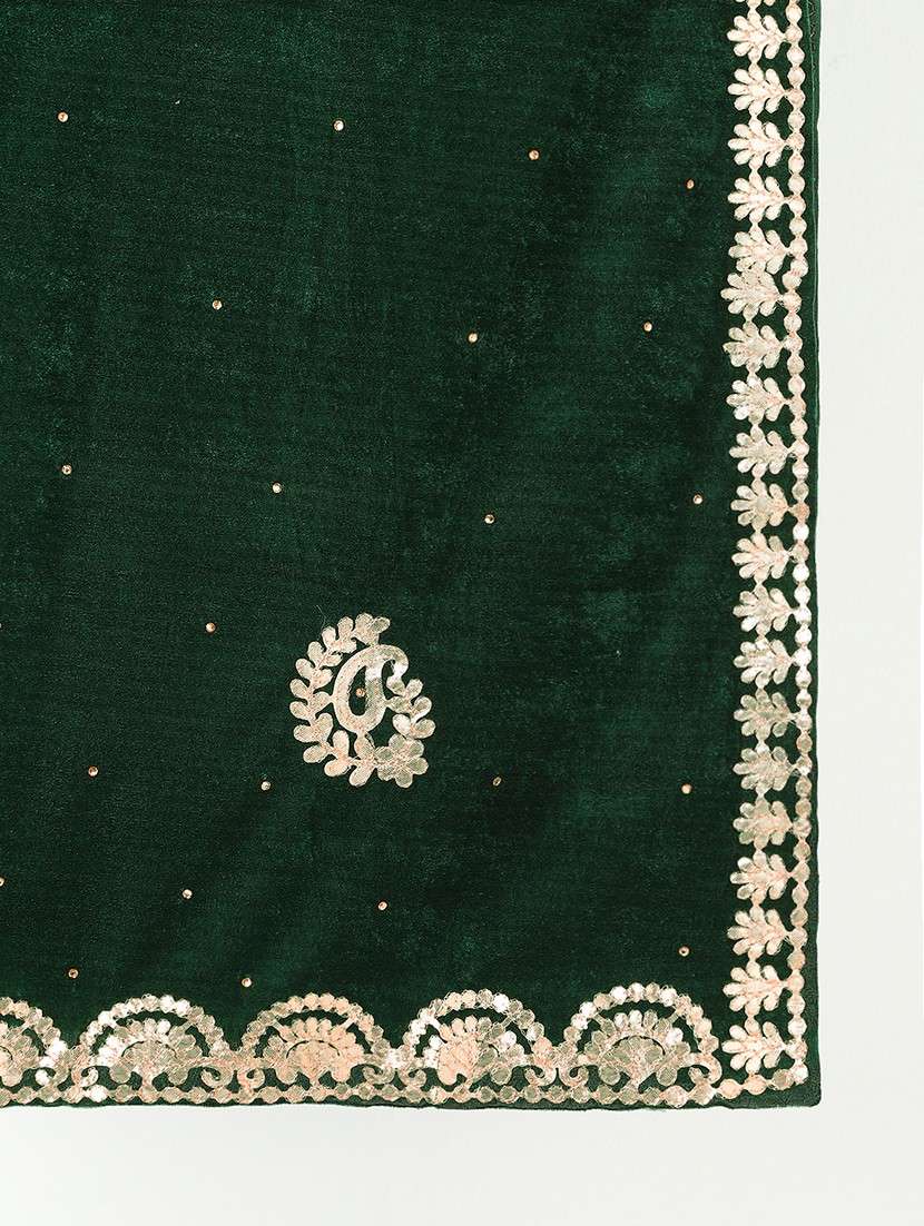 green velvet dupatta with gota patti work - 22085230 -  Standard Image - 1