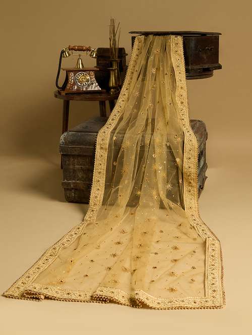 gold zari work net festive wear dupatta - 22085231 -  Standard Image - 0