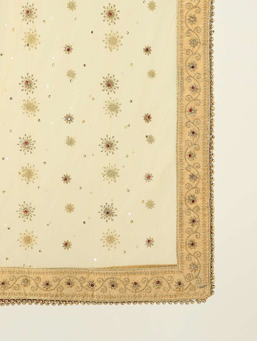 gold zari work net festive wear dupatta - 22085231 -  Standard Image - 1