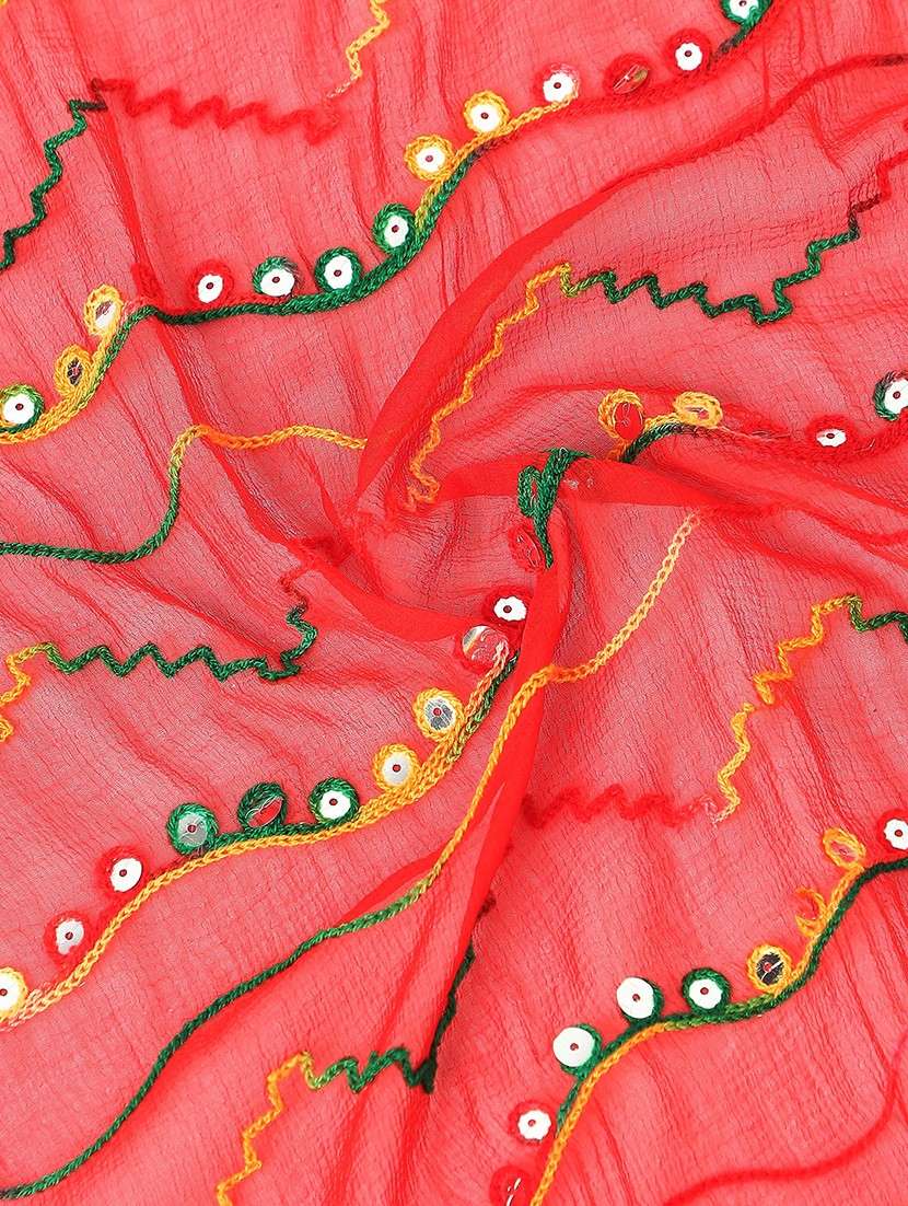 women solid with work festive dupatta - 22085241 - Standard Image - 1