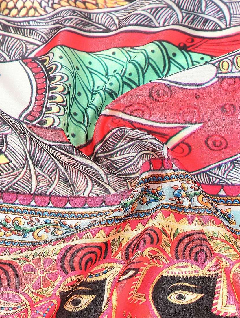 printed silk dupatta with kalamkari work - 22085242 -  Standard Image - 1