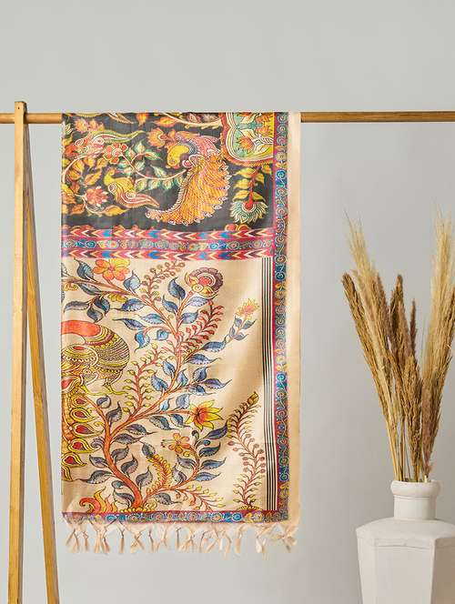 printed silk dupatta with kalamkari work - 22085243 -  Standard Image - 0
