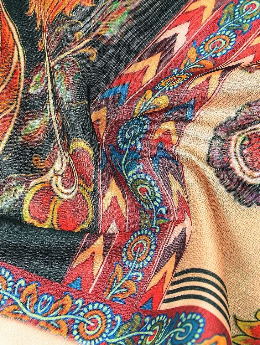 printed silk dupatta with kalamkari work - 22085243 -  Standard Image - 1