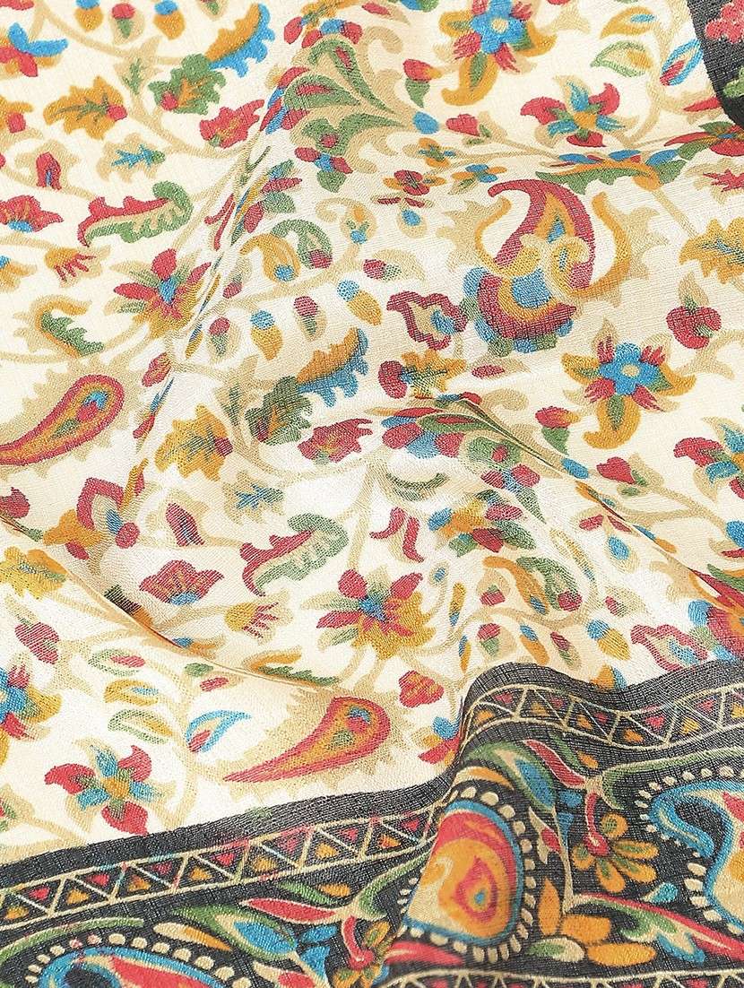 floral silk dupatta with tassels - 22085249 - Standard Image - 1