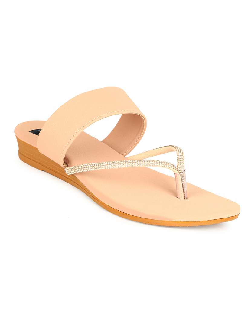 women solid slip on flat sandals