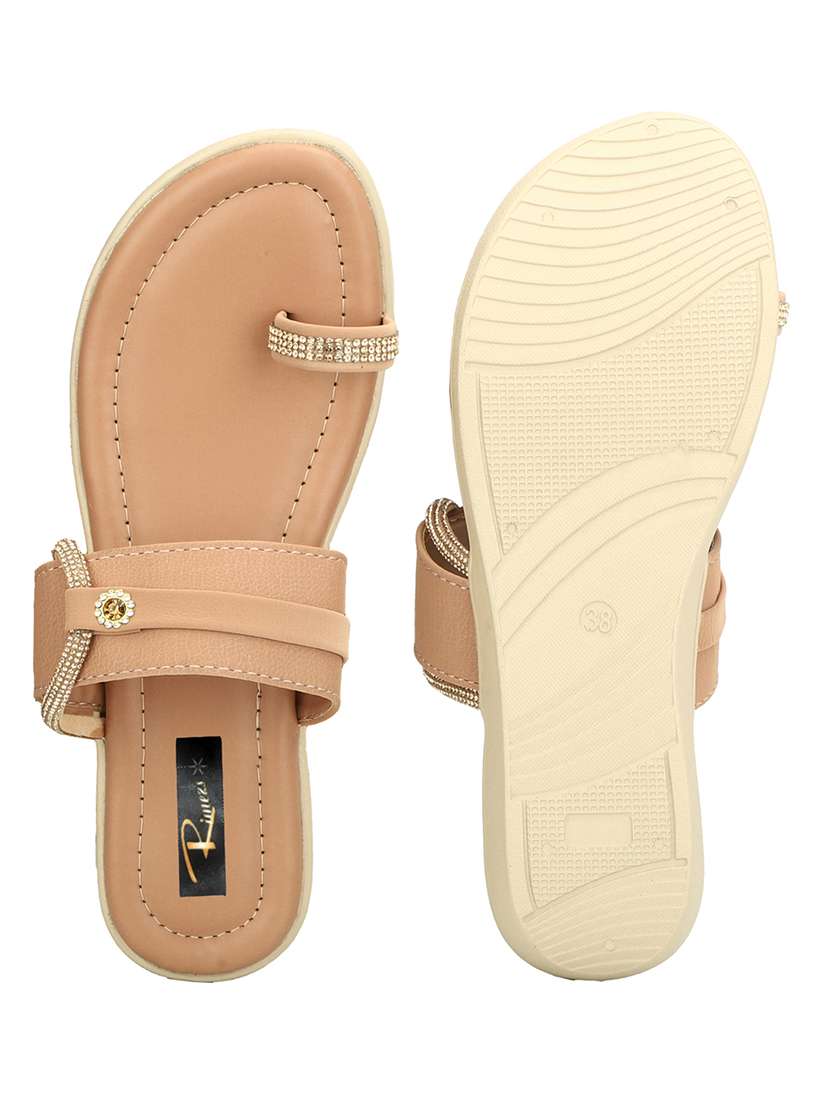 women one toe slip on flat sandals - 22085263 - Standard Image - 4