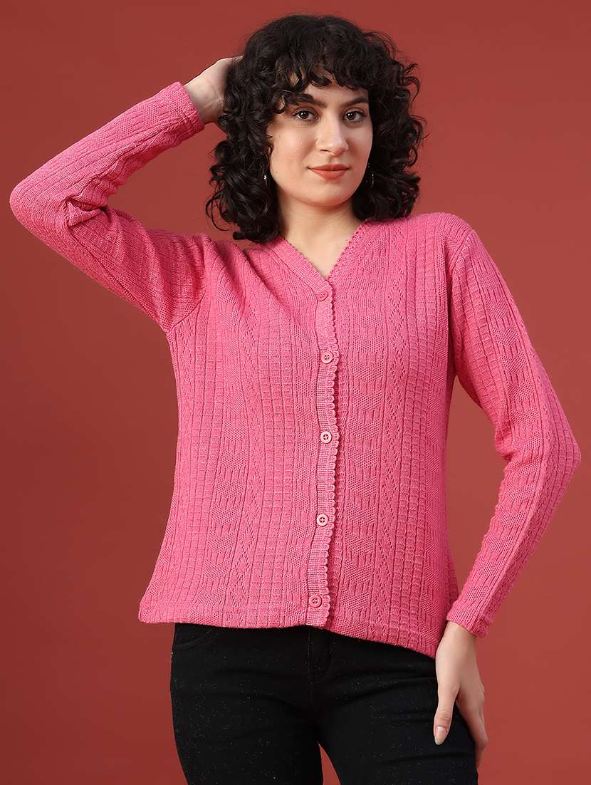 women self design long sleeve cardigan - 22085310 -  Standard Image - 1