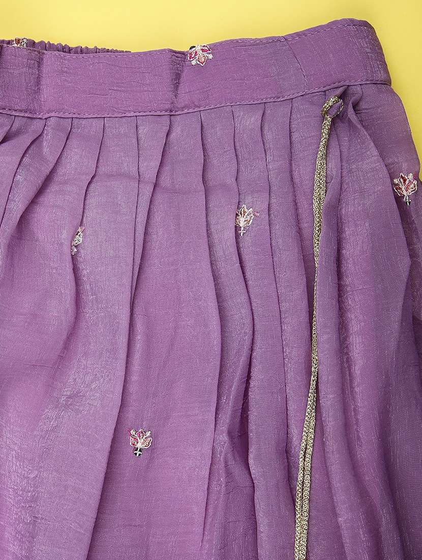 Girls Solid With Work Sleeveless Lehenga Choli Set - 22085313 -  Standard Image - 4