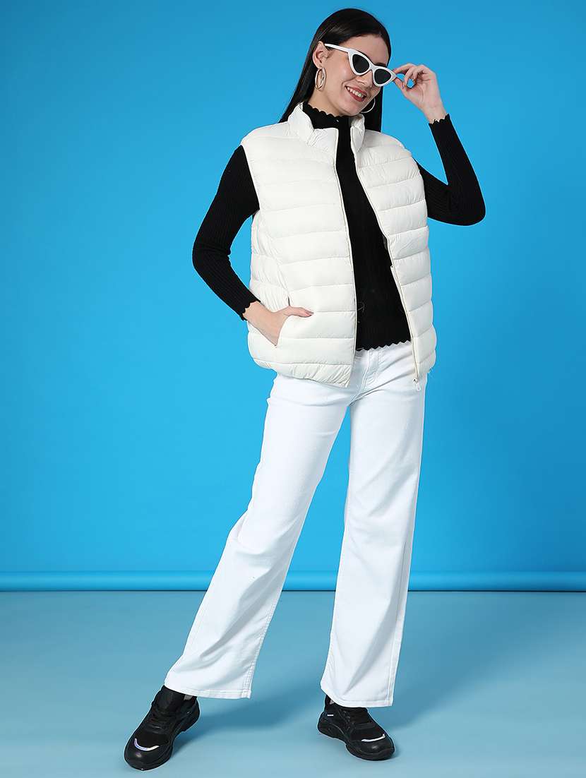 women solid sleeveless quilted jacket - 22085315 -  Standard Image - 4