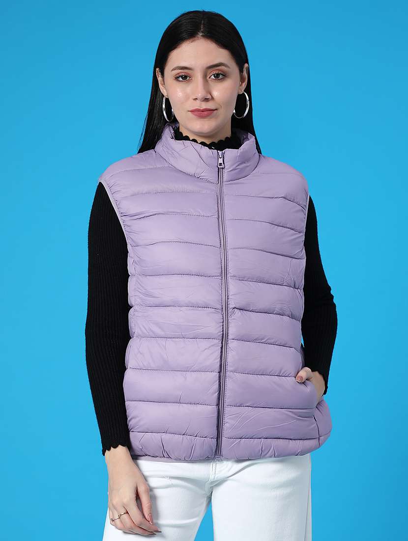 women solid sleeveless quilted jacket - 22085317 -  Standard Image - 1