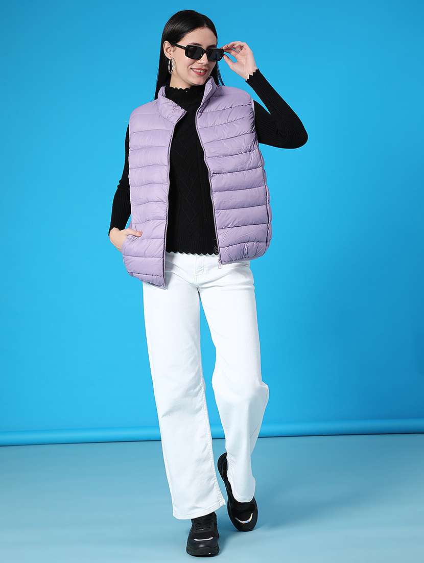 women solid sleeveless quilted jacket - 22085317 -  Standard Image - 4