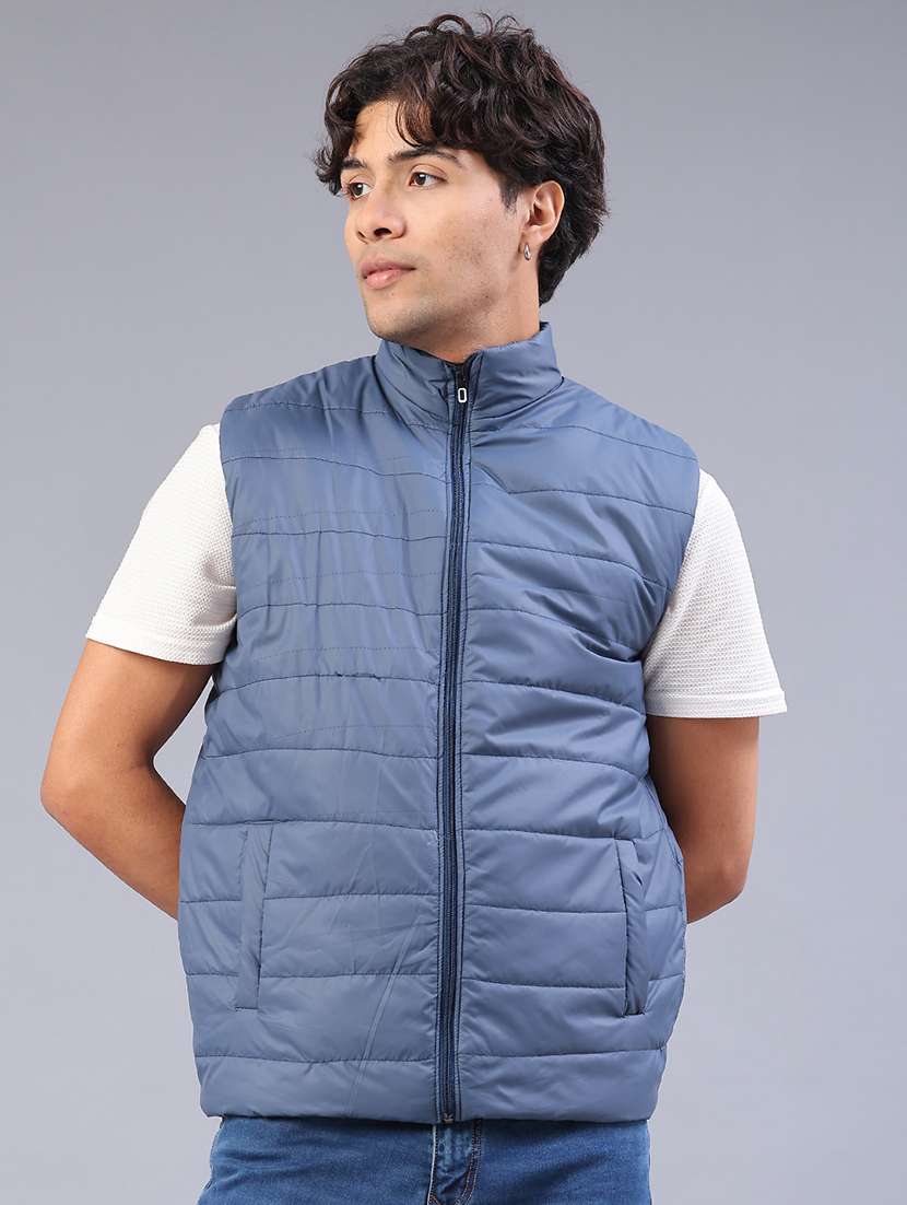 men solid sleeveless lightweight puffer jacket - 22085321 -  Standard Image - 1