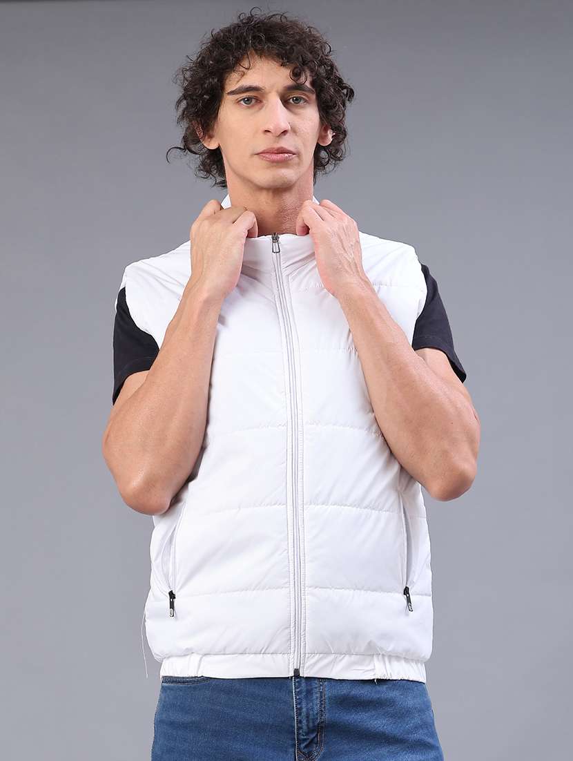 men solid sleeveless lightweight puffer jacket - 22085322 -  Standard Image - 1