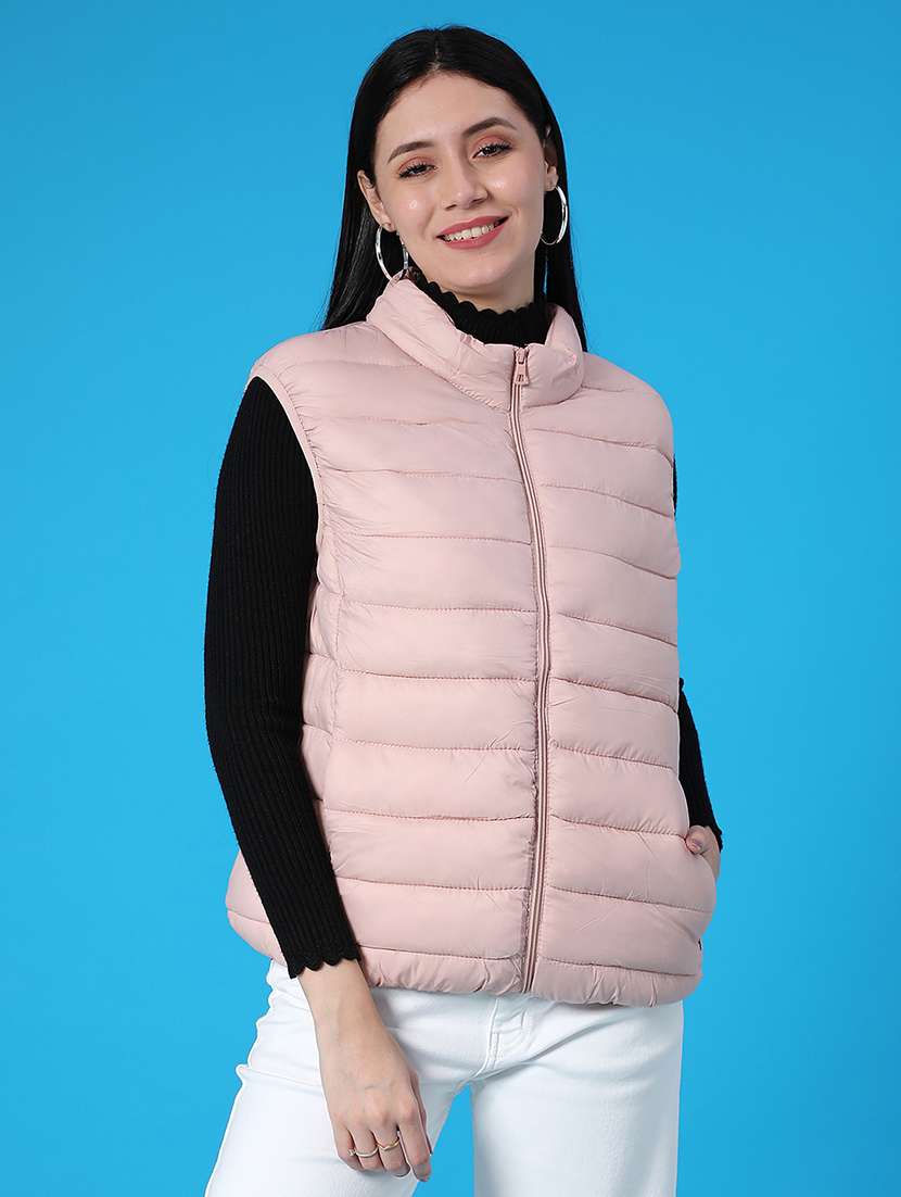 women solid sleeveless quilted jacket - 22085459 -  Standard Image - 1