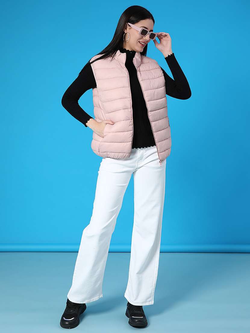 women solid sleeveless quilted jacket - 22085459 -  Standard Image - 4