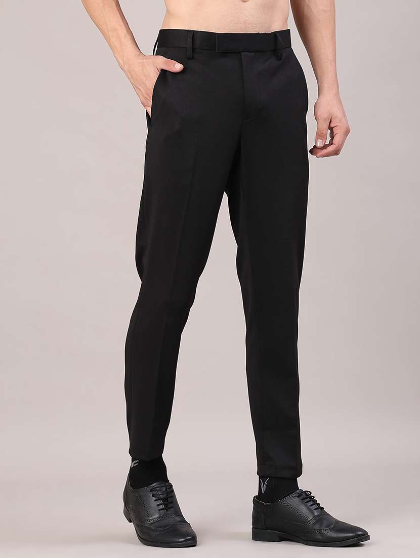 men solid mid rise flat front formal trouser - 22085747 -  Standard Image - 1