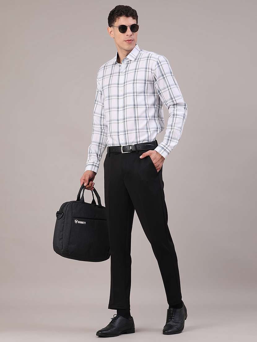 men solid mid rise flat front formal trouser - 22085747 -  Standard Image - 4