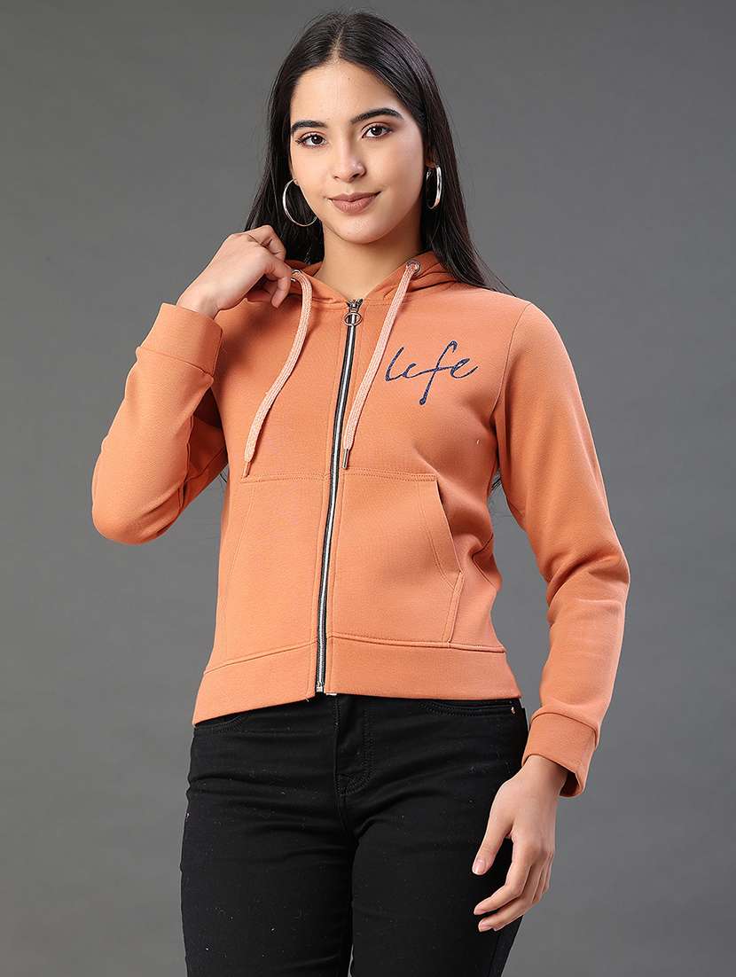 women typographic long sleeve hooded sweatshirt - 22085758 -  Standard Image - 1